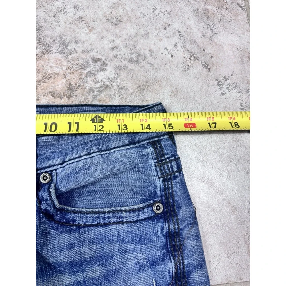 BKE‎ Denim Carter Jeans Men's 29S Blue Distressed Thick Stitch Straight Leg